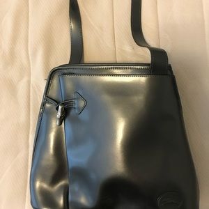 Longchamp Roseau dark silver leather purse